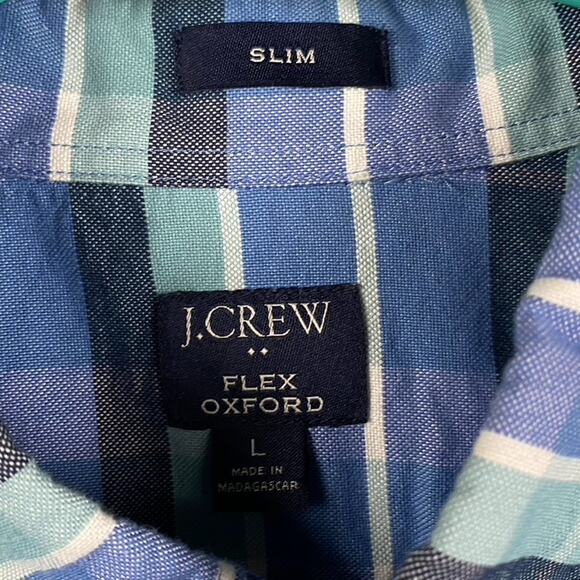 J Crew Flex Oxford Button Down Shirt Men's Large Plaid Causal Preppy Formal - Picture 4 of 13